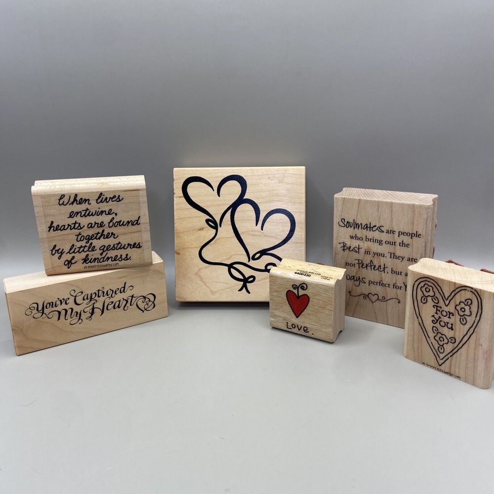 Rubber Stamp Lot of 6 ~ Heart/Love/Romance Theme Vintage Stampin' Up Scrapbook